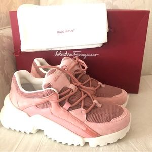 Salvatore ferragamo skylar chunky sneakers in pink women size 36.5